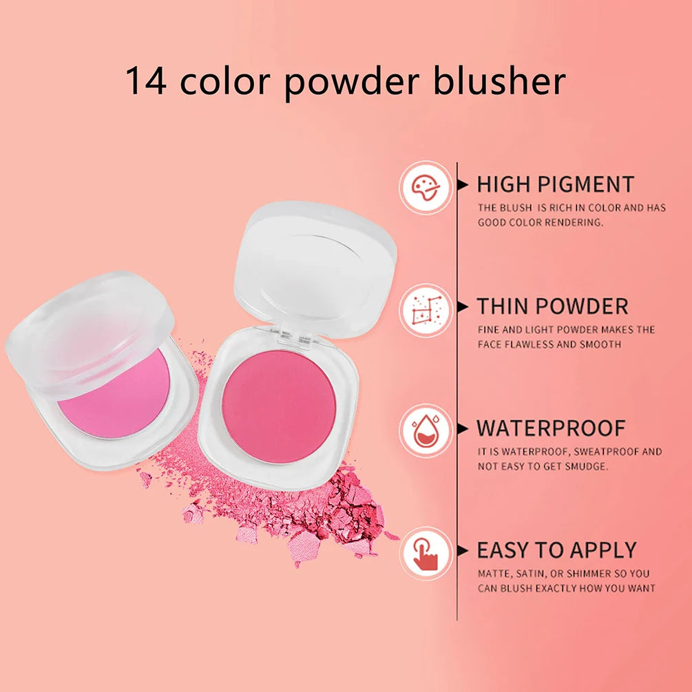 Private Label 15colors Matte Blush Powder Lightweight High Pigmented Long Lasting Waterproof Face Brighten Makeup Bulk Custom