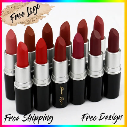 Metal Private Label Waterproof Lipstick Creamy Velvet Matte Cute Lipstick Logo Customize Brand Matte Lipstick