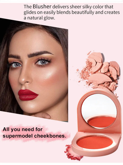 Blush Makeup Palette Custom Logo Mineral Powder Long-lasting Natural Cheek Contour Tint Peach Pink Face Blusher Cosmetics Bulk