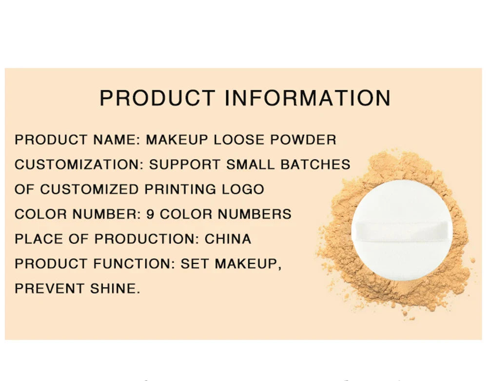 Custom Logo 9-Color Setting Powder Private Label Oil Control Waterproof Sweat-proof Brighten Makeup Bulk Cruelty Free White Box