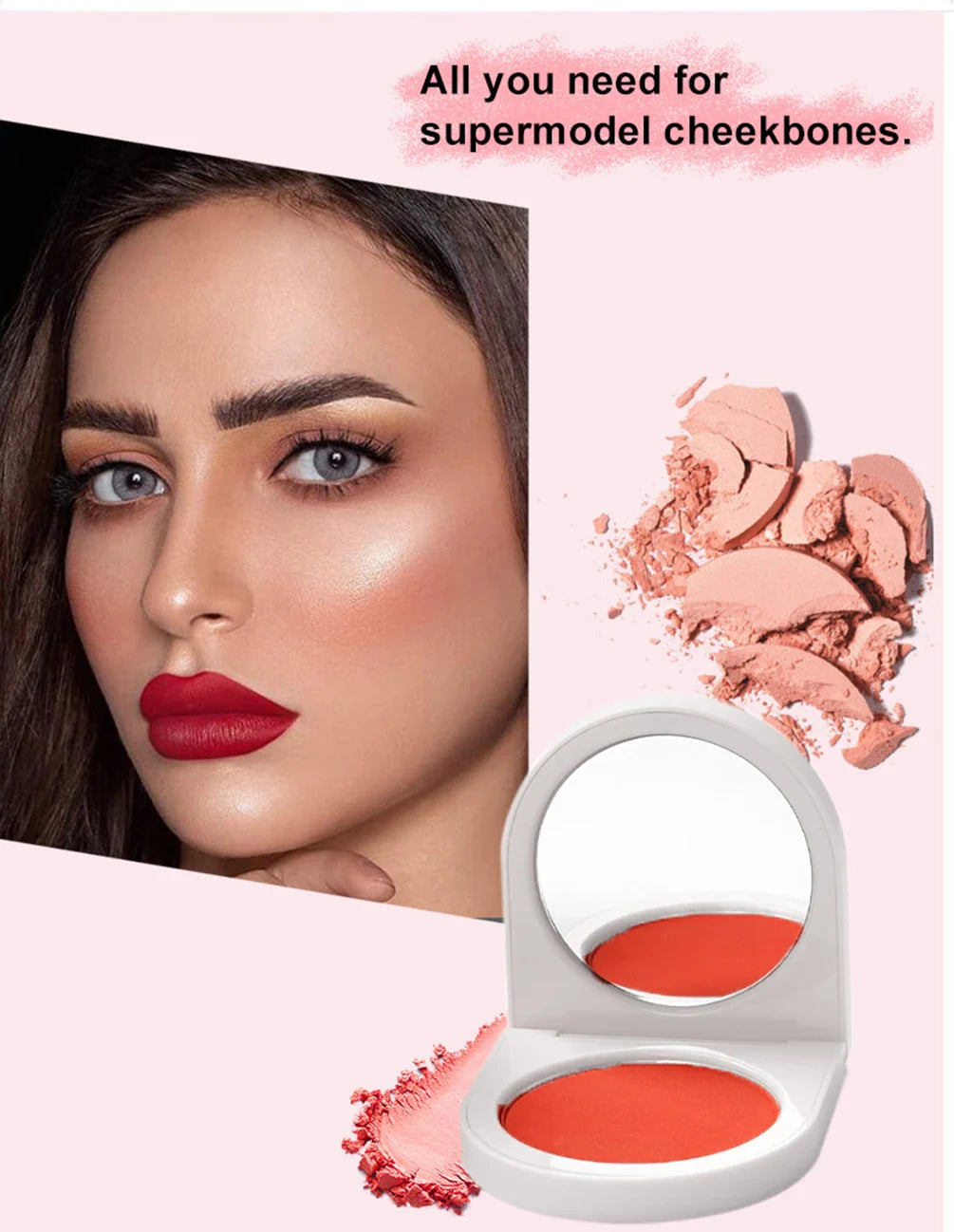 8-Color Private Label Blush Powder Custom Bulk Cute Cheek Blusher White Tube Single Color Rouge Powdering Pigment Face Makeup